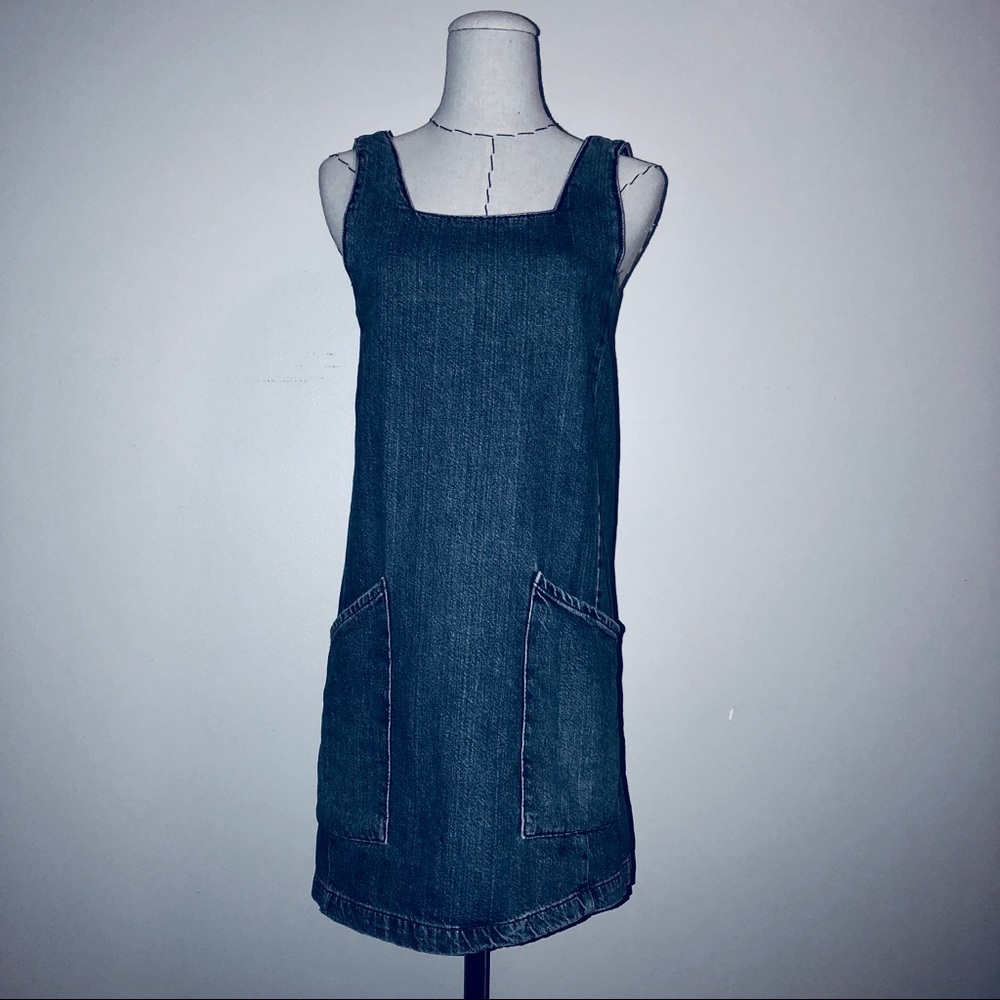 Topshop Moro Denim Pinafore Dress